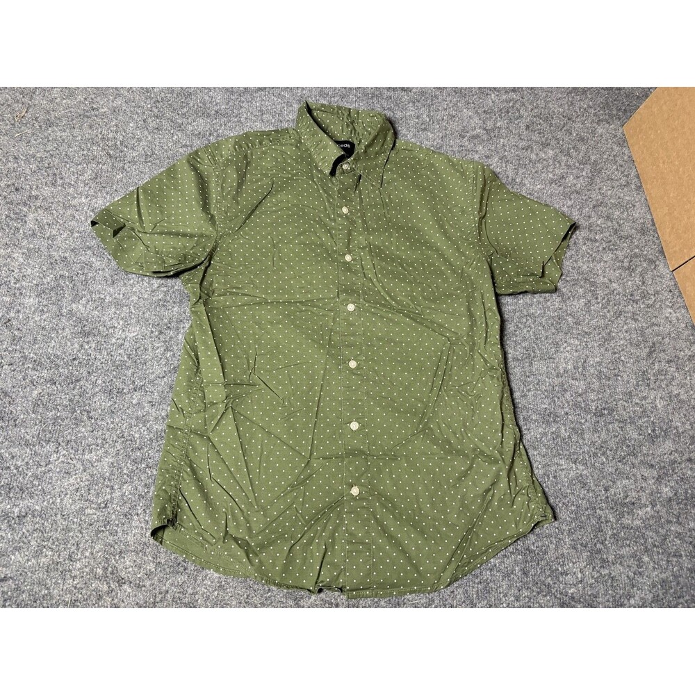 Bonobos Shirt Mens M Green Polka Dot Short Sleeve Stretch Button-Up Casual